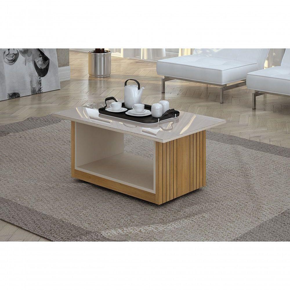 Mesa De Centro Veneza Com Tampo De Vidro Cinamomo/off White - 2