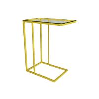 Mesa Lateral Industrial Elena De Vidro Base Ferro Amarelo - Cor: Amarelo - 3