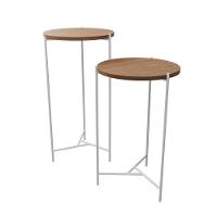 Mesa Lateral Redonda áquila Branca E Tampo Imbuia - Cor: Marrom - 3