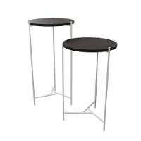 Mesa Lateral Redonda áquila Branca E Tampo Preto - Cor: Preto - 3