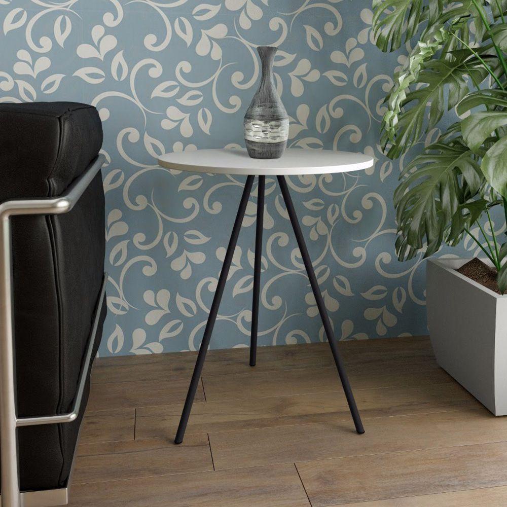 Mesa Lateral Gabriela Wood Branco E Preto - Cor: Branco - 1