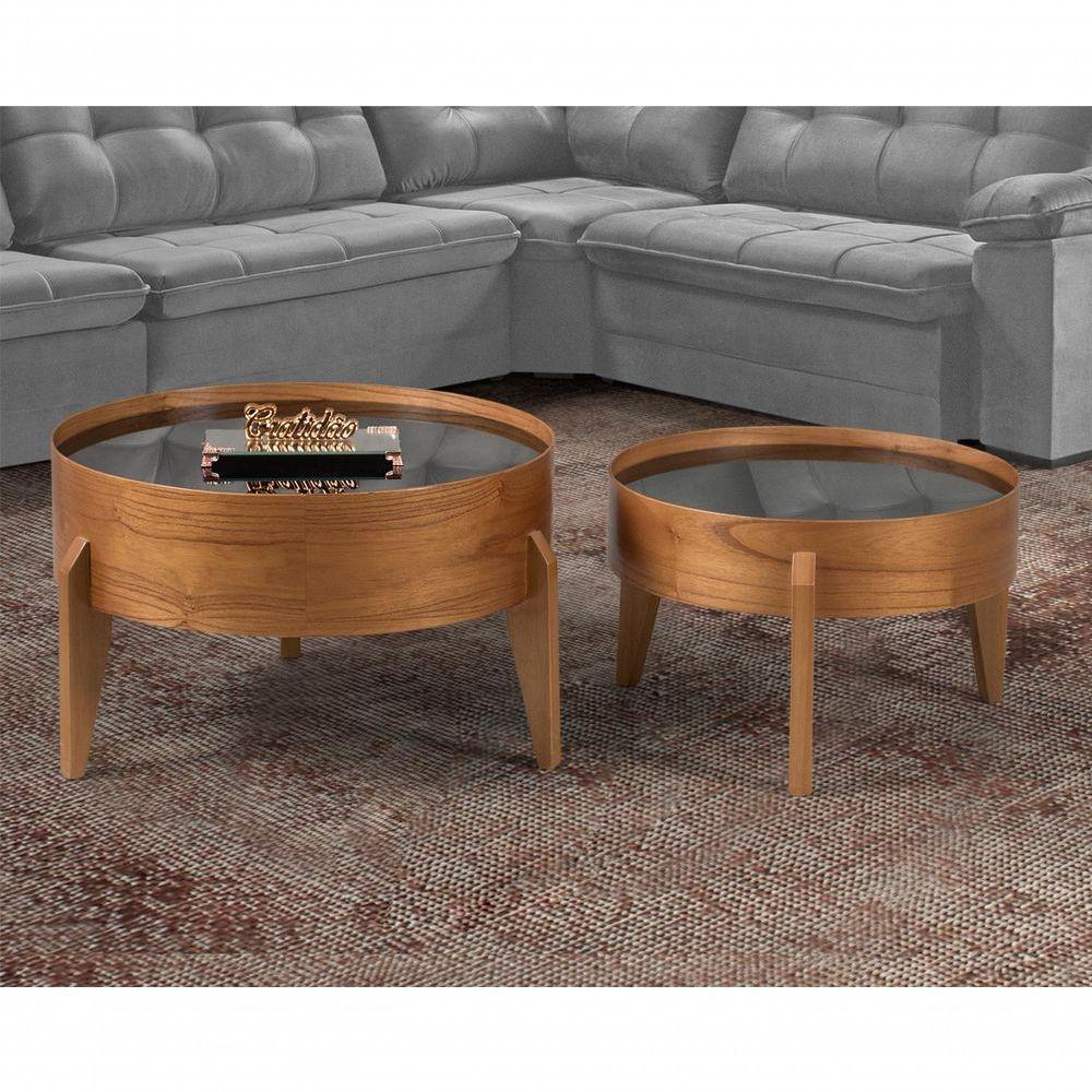 Mesa De Centro Laminada Com Vidro Off White - Eloá Diâmetro 60cm - 5