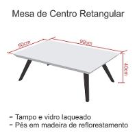 Mesa De Centro Retangular Laqueada Com Vidro Cor Off White - 3