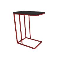 Mesa Lateral Industrial Elena Tampo Preto Base Ferro Vermelho - Cor: Vermelho - 3