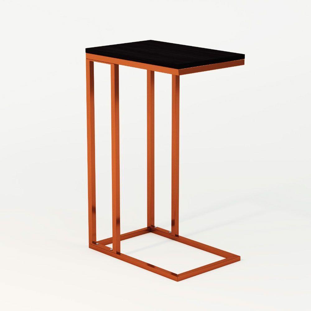 Mesa Lateral Encaixe Elena Cobre E Tampo Preto Asturias - Cor: Preto - 3