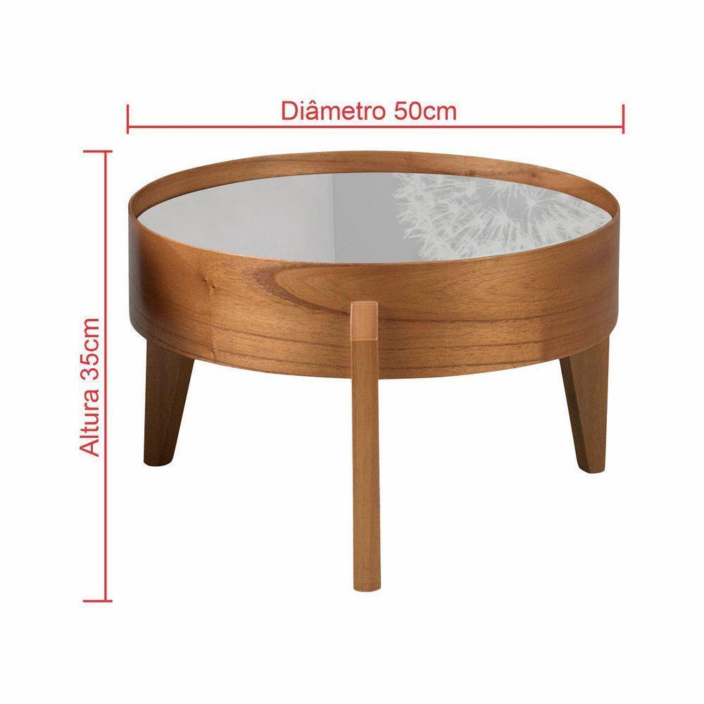 Mesa De Centro Laminada Com Vidro Off White - Eloá Diâmetro 50cm - 3