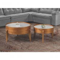 Mesa De Centro Laminada Com Vidro Off White - Eloá Diâmetro 50cm - 5