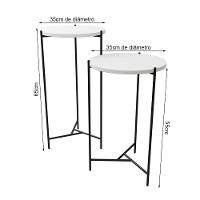 Mesa Lateral Redonda áquila Preta Tampo Branco - Cor: Branco - 2