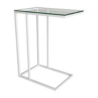 Mesa Lateral Encaixe Elena Vidro Branca - Cor: Branca - 3