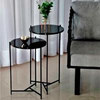 Conjunto De Mesa Lateral Áquila Preta - Cor: Preto - 1