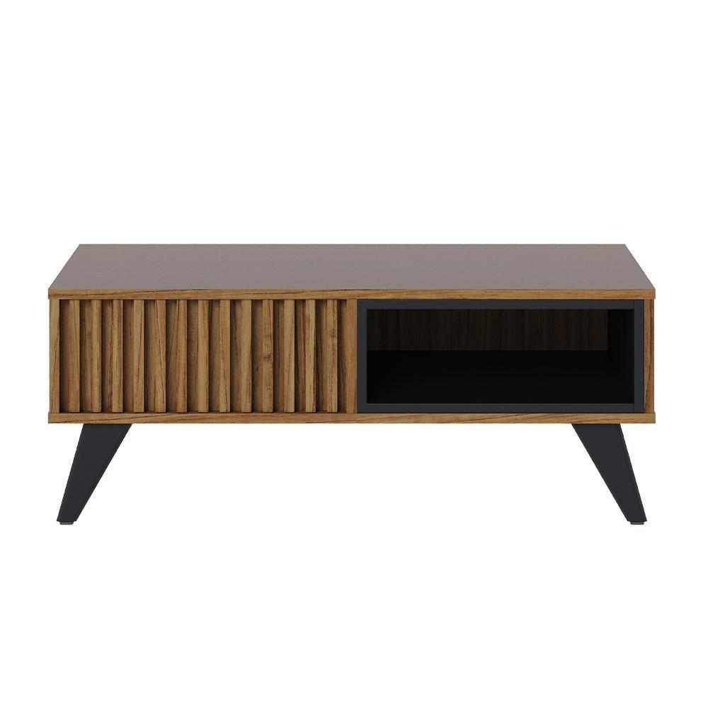 Mesa De Centro 01 Nicho Delta C04 Preto Fosco Noce Milano - 5