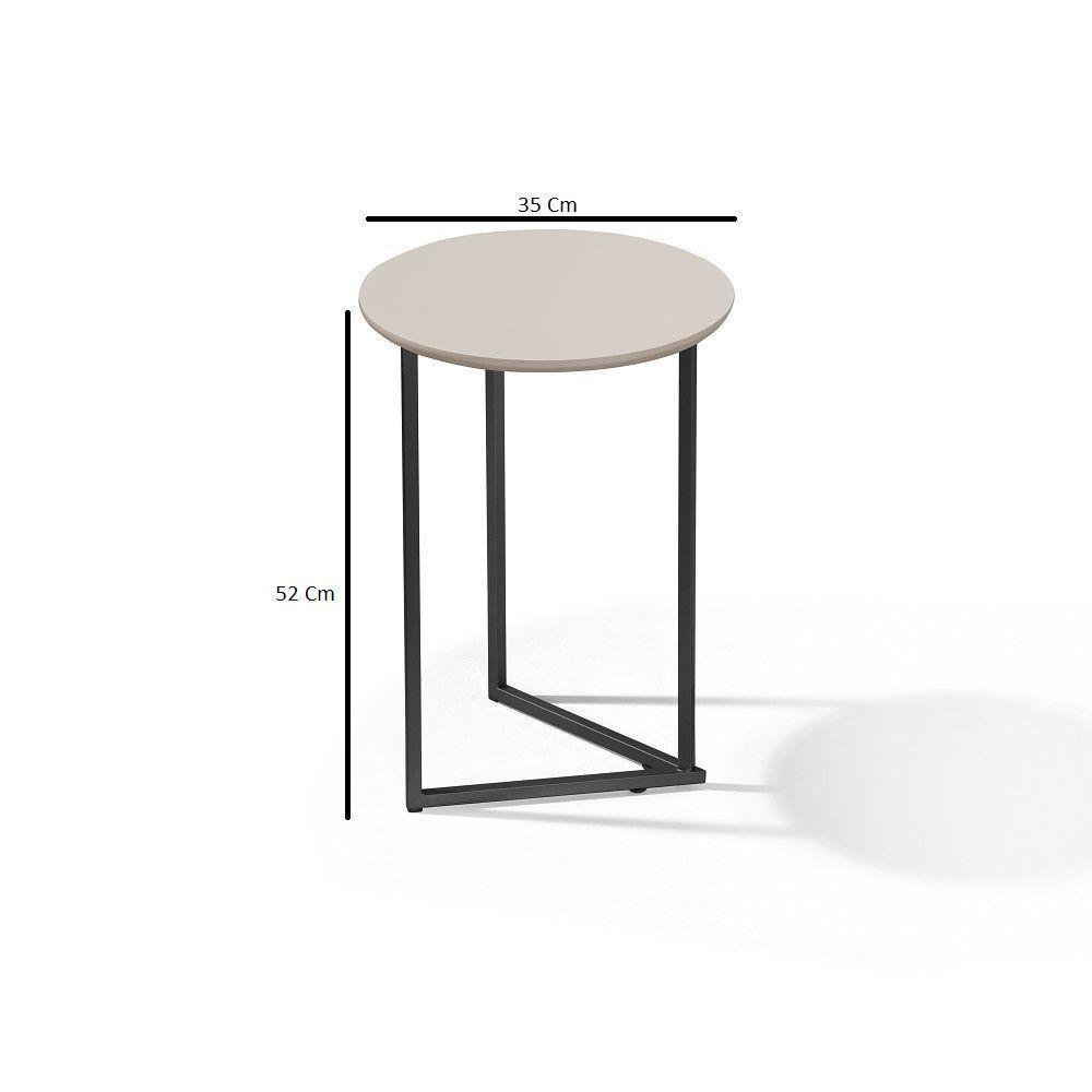 Mesa Lateral Jade Conjunto Com 2 Mesas Pé De Aço Preto/off - 2