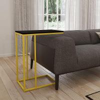 Mesa Lateral Industrial Elena Tampo Preto Base Ferro Amarelo - Cor: Amarelo - 1