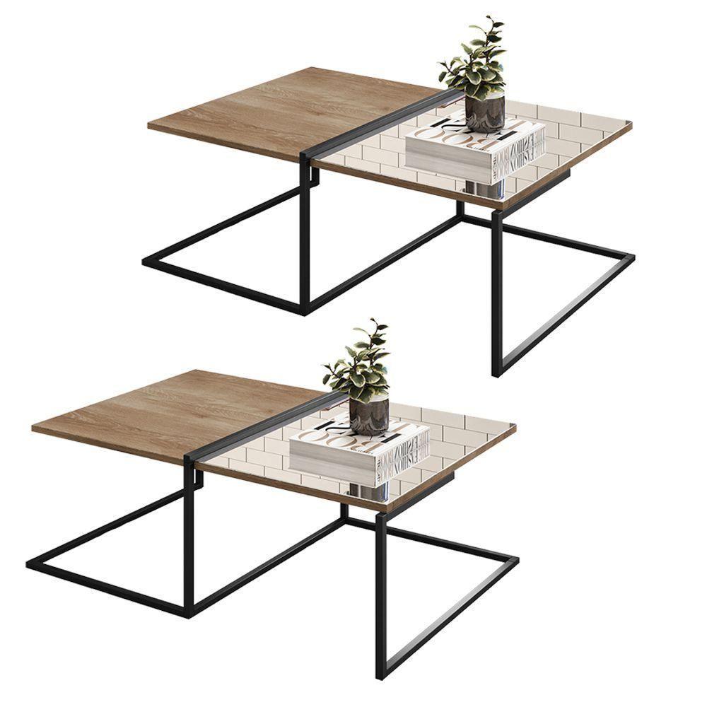 Kit 02 Mesas De Centro Espelhada D01 Design Demolição - 1