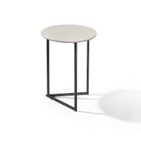 Kit 2 Mesas Lateral Redonda Jade Pé De Aço Estilo Industrial