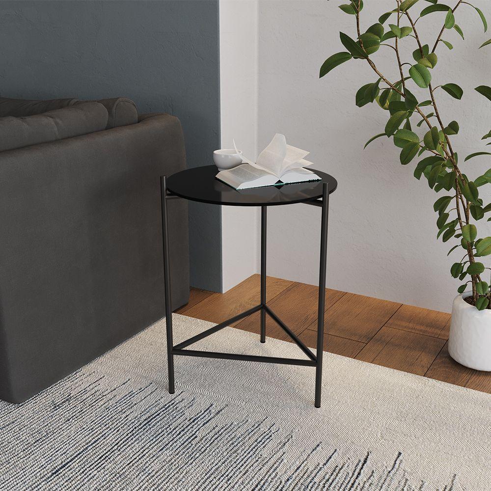 Mesa Lateral Industrial Marbella Preta - Cor: Preto - 1