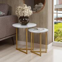 Mesa Lateral Pé De Ferro Dourado Estilo Industrial - 11