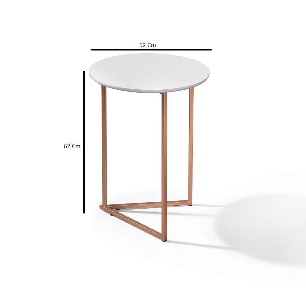 Mesinha De Canto Redonda Pé De Ferro Cobre Estilo Industrial - 4