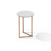 Mesinha De Canto Redonda Pé De Ferro Cobre Estilo Industrial - 3