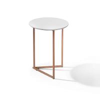 Mesinha De Canto Redonda Pé De Ferro Cobre Estilo Industrial - 5