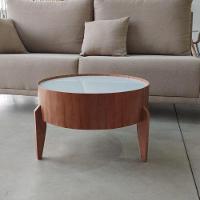 Mesa De Centro Anna Com Tampo Off White 60 Cm E Pés Em Madeira - 4