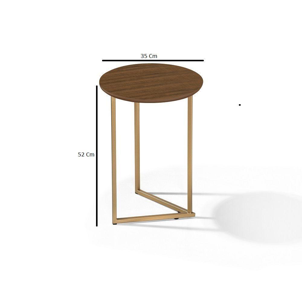 Mesa Lateral Pé De Aço Estilo Industrial Dourado/malbec - 2