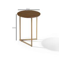 Mesa Lateral Pé De Aço Estilo Industrial Dourado/malbec