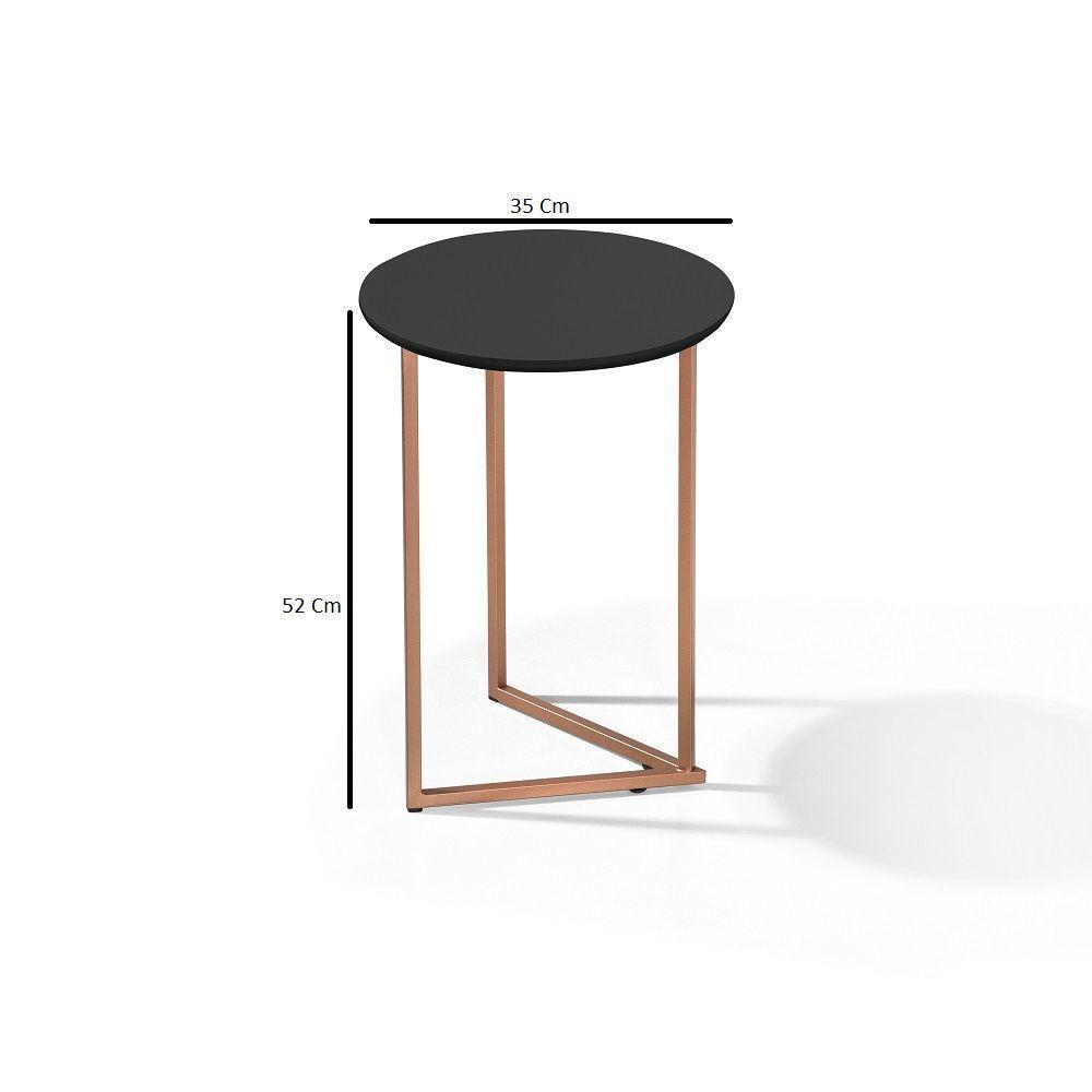 Mesa Lateral De Sala Pé Ferro Estilo Industrial Cobre/preto - 2