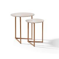 Mesinha De Canto Redonda Pé De Ferro Cobre Estilo Industrial - 1