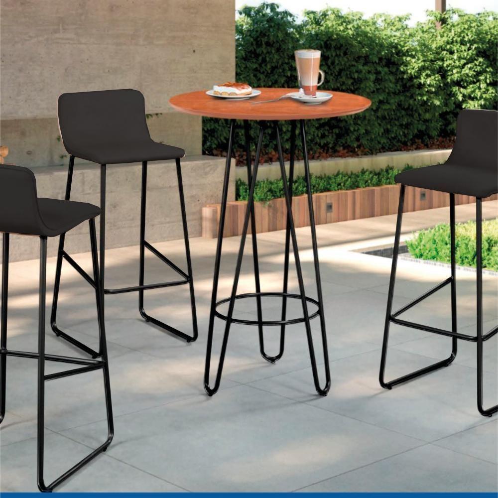 Mesa Bistrô Dubai Madeira Com Base Preto 60 Cm - 4