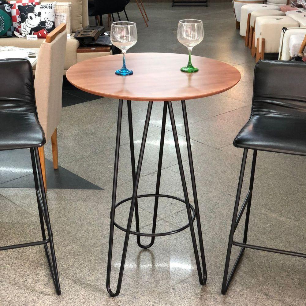 Mesa Bistrô Dubai Madeira Com Base Preto 60 Cm - 5
