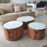 Conjunto 3 Mesas De Centro Isis Redonda Tampo Off White - 3