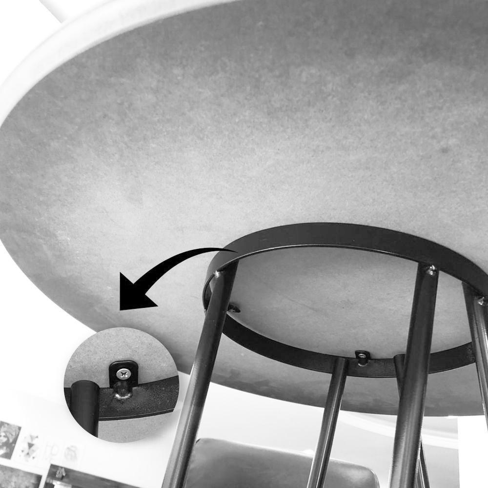 Conjunto Mesa Bistrô Dubai Tampo Madeira Com 3 Banquetas Em Couro Preto E Metal Preto - 2