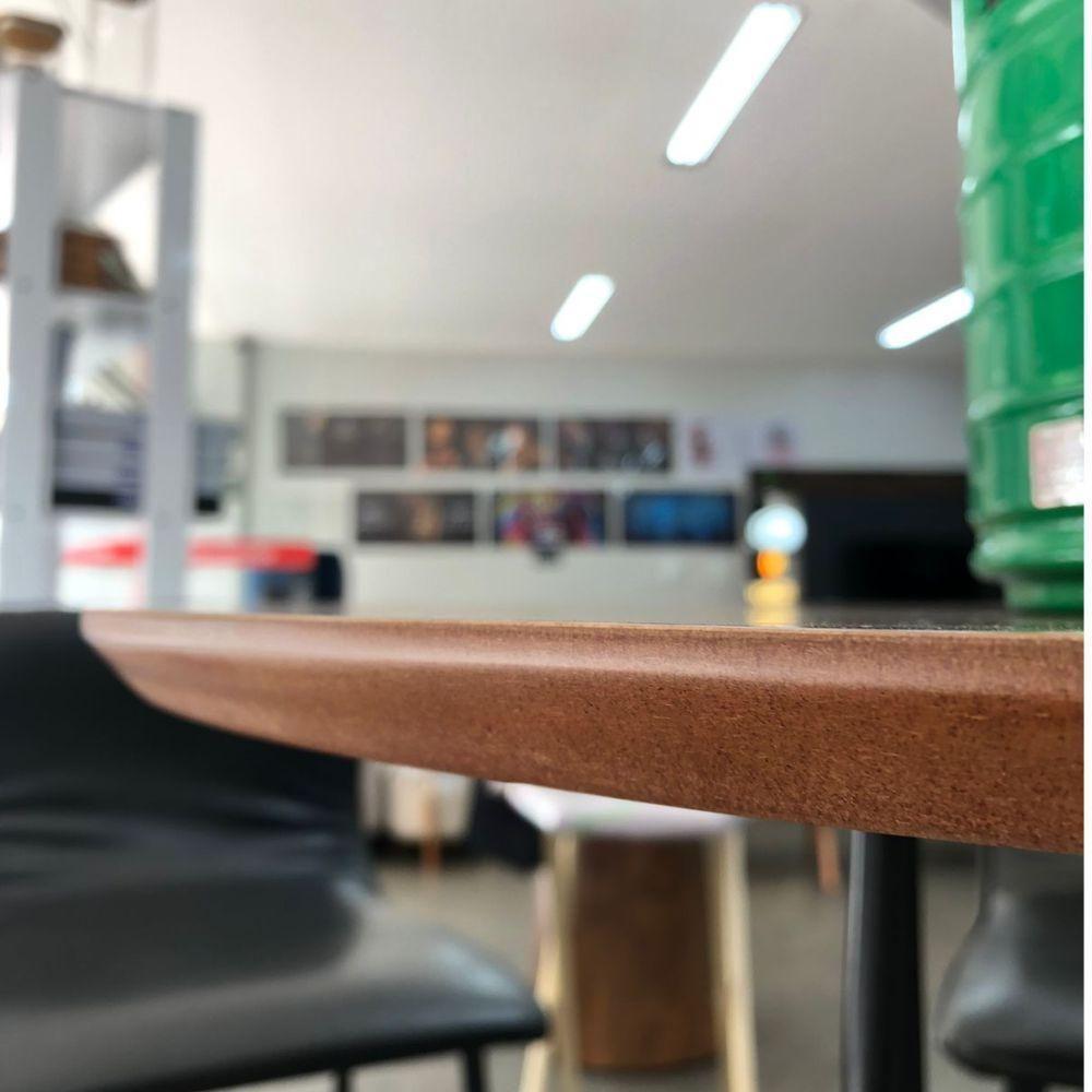 Conjunto Mesa Bistrô Dubai Tampo Madeira Com 3 Banquetas Em Couro Preto E Metal Preto - 3