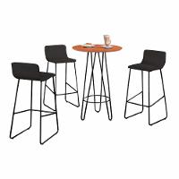 Conjunto Mesa Bistrô Dubai Tampo Madeira Com 3 Banquetas Em Couro Preto E Metal Preto - 1