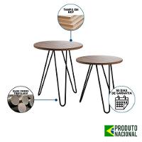 Mesa De Canto Duo Lisboa Ferro Preto Tampo Amêndoa Cor: Marrom - 5