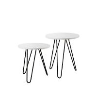 Mesa De Lateral Duo Lisboa Ferro Preto Tampo Branco Cor: Branco