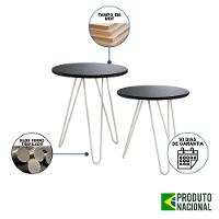 Mesa De Lateral Duo Lisboa Ferro Branco Tampo Preto Cor: Preto - 5