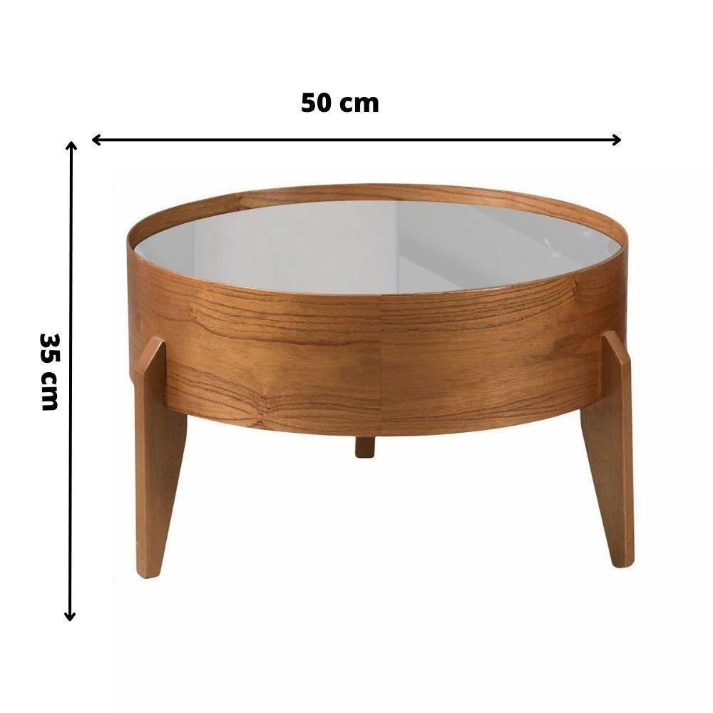 Mesa De Centro Anna Com Tampo Off White 50 Cm E Pés Em Madeira - 3