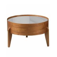 Mesa De Centro Anna Com Tampo Off White 50 Cm E Pés Em Madeira - 1