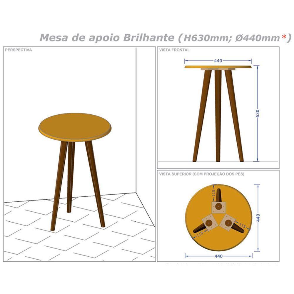 Mesa Lateral de Canto Estar Pes Madeira Off White - 3