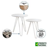 Mesa De Lateral Duo Lisboa Ferro Branco Tampo Branco Cor: Branco - 5