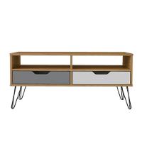 Mesa De Centro Carvalho/grafite/Branco 2 Gaveta 2 Nichos - 6