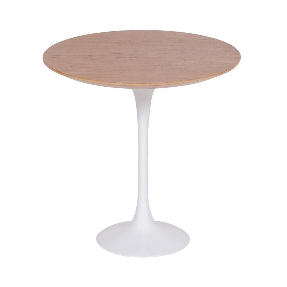Mesa Saarinen Lateral Oval Freijó 57x38cm - Base Branca - 1