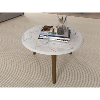 Mesa de Centro Brilhante Carrara Pintura Efeito Mármore
