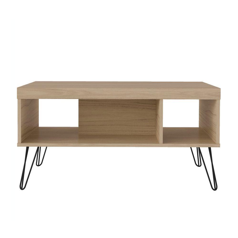 Mesa De Centro Liberty Carvalho Com 2 Nichos E Pés - Artely - 3