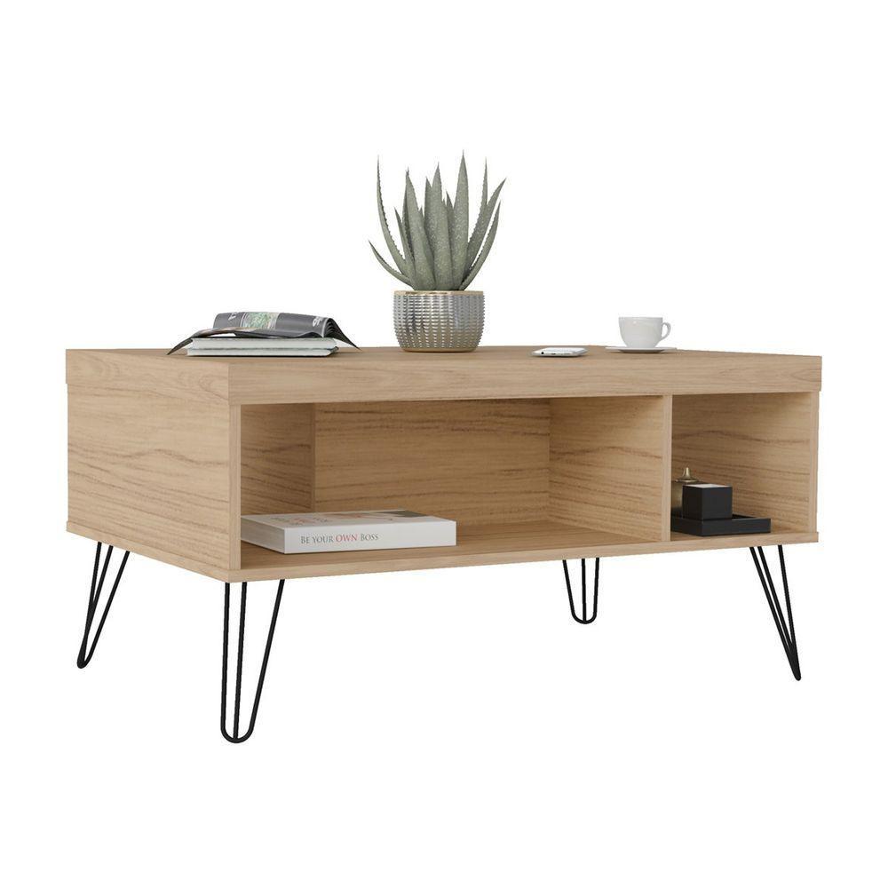 Mesa De Centro Liberty Carvalho Com 2 Nichos E Pés - Artely - 6