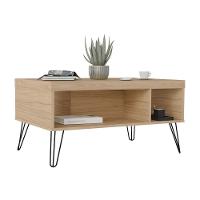 Mesa De Centro Liberty Carvalho Com 2 Nichos E Pés - Artely - 6