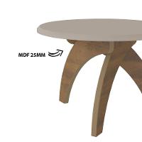 Mesa De Centro Jade Retrô Off White Com Pinho Tampo Redondo
