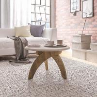 Mesa De Centro Jade Retrô Off White Com Pinho Tampo Redondo - 6